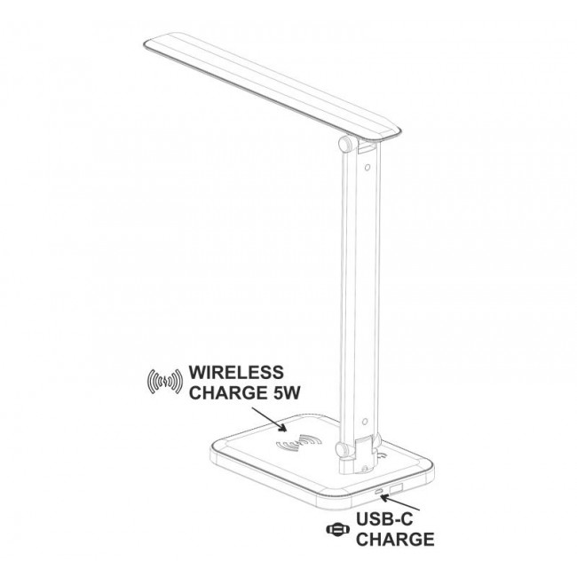 Φωτιστικό Γραφείου LED 6W 3000-5000K Μαύρο Με USB Και Wireless Φορτιστή 0-311 ADELEQ