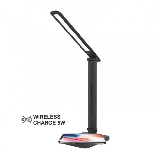 Φωτιστικό Γραφείου LED 6W 3000-5000K Μαύρο Με USB Και Wireless Φορτιστή 0-311 ADELEQ