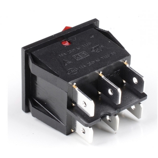 Διακόπτης Rocker ON-OFF Διπλός Με Λυχνία Μαύρο 250V 11-06 ADELEQ
