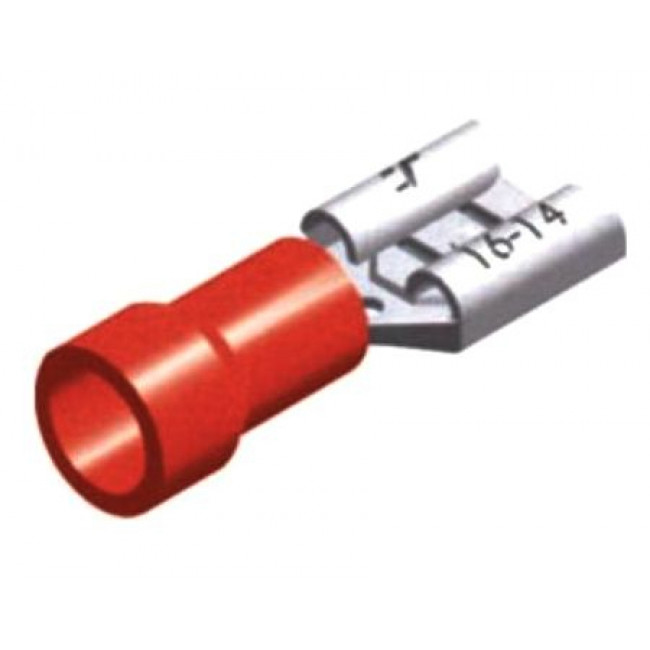 Ακροδέκτης Fast-On Μονωμένος Θηλυκός Κόκκινος 6.3mm