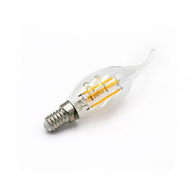 Λάμπα LED Κερί 4W E14 2800k 230V Filament Με Μύτη Clear LUMEN