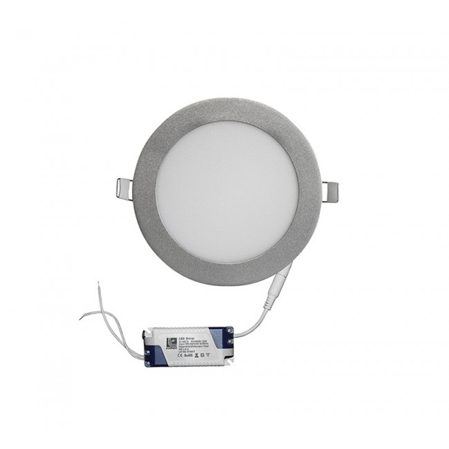 Πάνελ LED Χωνευτό 12W 3000K Στρογγυλό Ασημί 21-0121600 ADELEQ