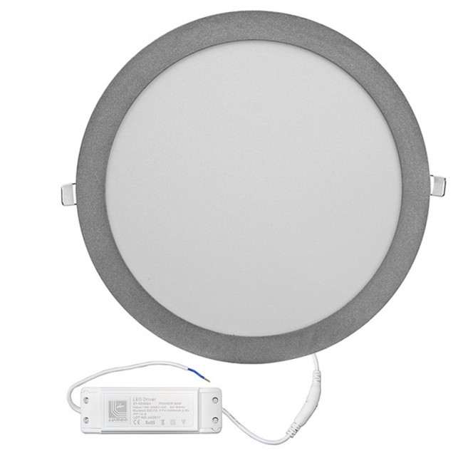 Πάνελ LED Χωνευτό 30W 4000K Στρογγυλό Ασημί 21-030161 ADELEQ