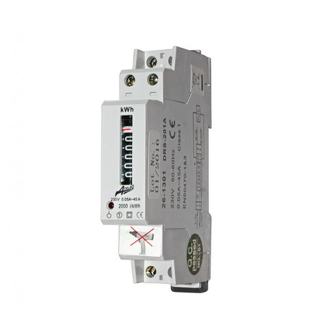 Μετρητής Ενέργειας Ράγας Μονοφασικός 45A DRS-201A 26-1301 ADELEQ