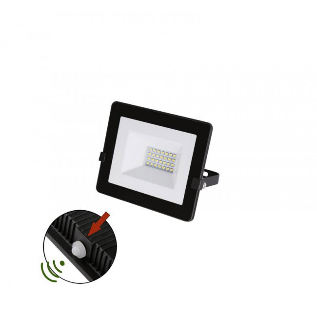 Προβολέας LED 20W 4000Κ Με Ανιχνευτή Ημέρας-Νύχτας Μαύρο IP65 230V ADELEQ