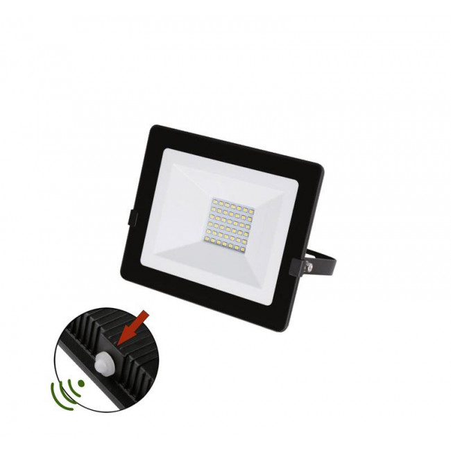 Προβολέας LED 30W 4000Κ Με Ανιχνευτή Ημέρας-Νύχτας Μαύρο IP65 230V ADELEQ
