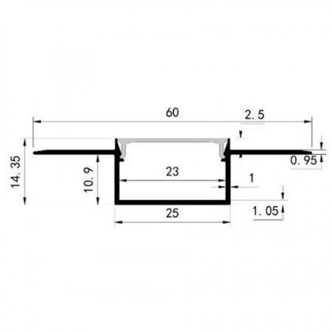 Προφίλ Για Ταινίες LED Αλουμινίο Με Ματ Κάλυμμα Χωνευτό Trimless 30-1545009 ADELEQ