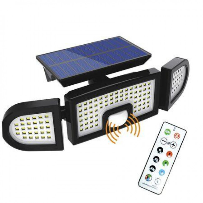 Ηλιακό Φωτιστικό LED 7W 4000K Μαύρο Με Αισθητήρα Κίνησης Και Τηλεχειριστήριο 5-0312 ADELEQ