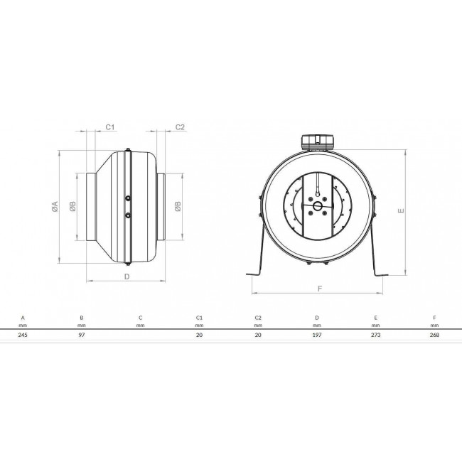 Εξαεριστήρας Ενδιάμεσος Αγωγού 100mm BDTX 100 BACHIVAN