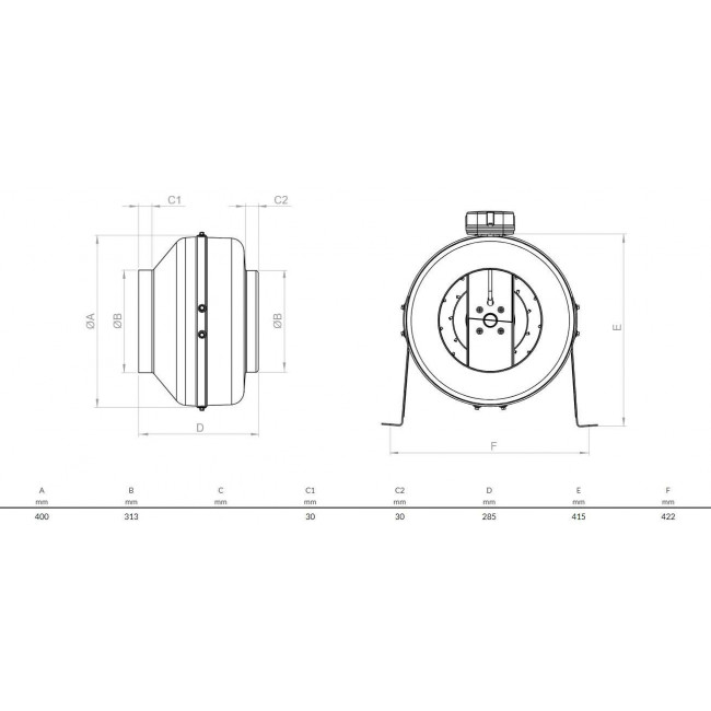 Εξαεριστήρας Ενδιάμεσος Αγωγού 315mm BDTX 315-B BACHIVAN