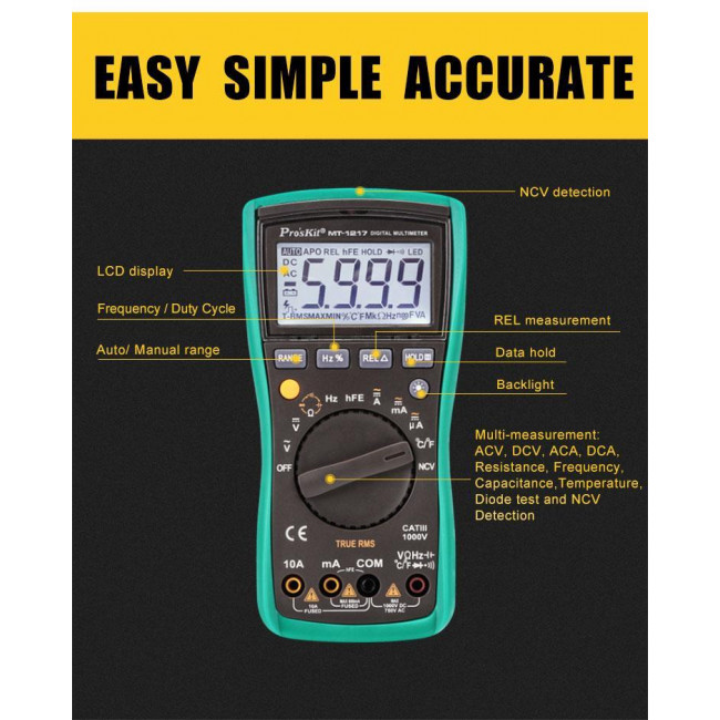 Πολύμετρο MT-1217 1000V CAT.III PRO'SKIT