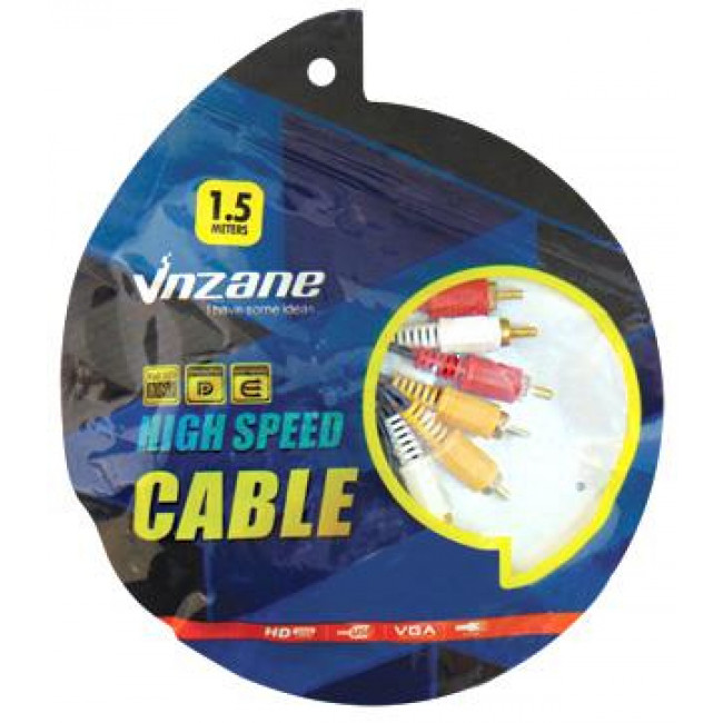 Καλώδιο Ήχου 3 RCA Αρσενικά Σε 3 RCA Αρσενικά 1.5m Μαύρο VNZANE