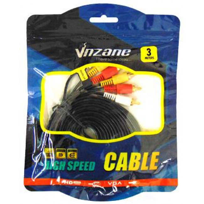 Καλώδιο Ήχου 3 RCA Αρσενικά Σε 3 RCA Αρσενικά 3m Μαύρο VNZANE