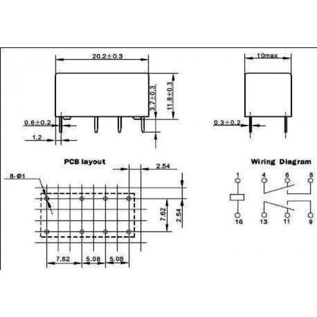 Ρελέ Μινιατούρας 2P 12V DC 1A DSY2Y-212L SANYOU