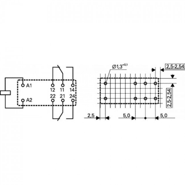 Ρελέ Μίνι 2P 24V AC 8A RT424524 SCHRACK