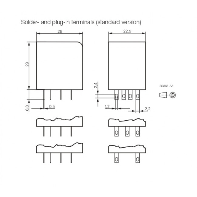 Ρελέ Μεσαίο 2P 12V DC Solder PT270012 SCHRACK