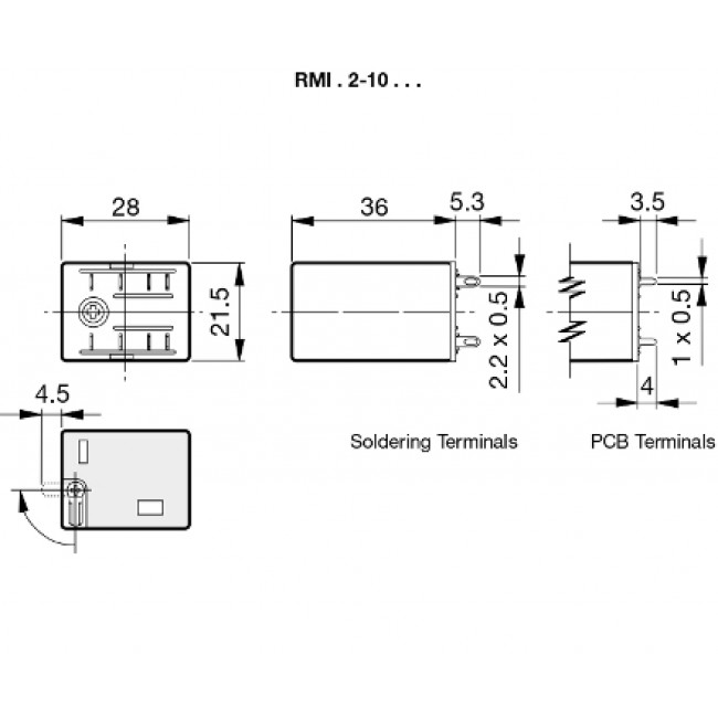 Ρελέ Μεσαίο 2P 48V AC Solder RMIA210048AC CARLO GAVAZZI