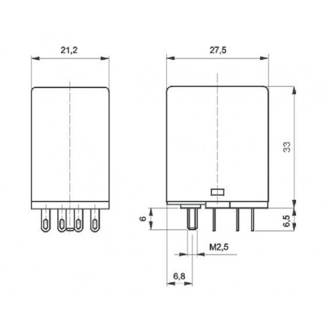 Ρελέ Μεσαίο 4P 12V AC 6A Solder R42014235012WT RELPOL