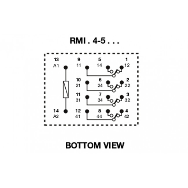 Ρελέ Μεσαίο 4P 12V AC 5A PCB RMIB45012AC CARLO GAVAZZI