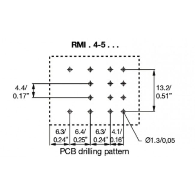 Ρελέ Μεσαίο 4P 12V AC 5A PCB RMIB45012AC CARLO GAVAZZI