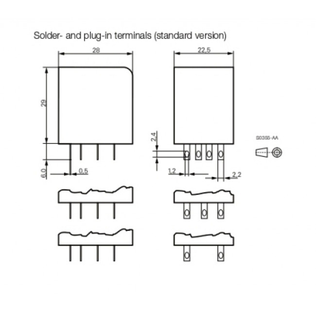 Ρελέ Μεσαίο 4P 48V DC 6A Solder PT570048 SCHRACK