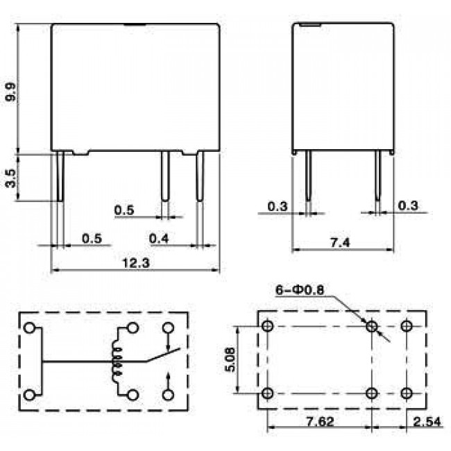 Ρελέ Μινιατούρας 1P 12V DC 1A SYS-S-112L SANYOU