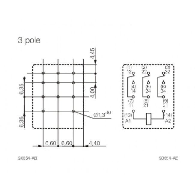 Ρελέ Μεσαίο 3P 24V AC Solder PT370524 SCHRACK