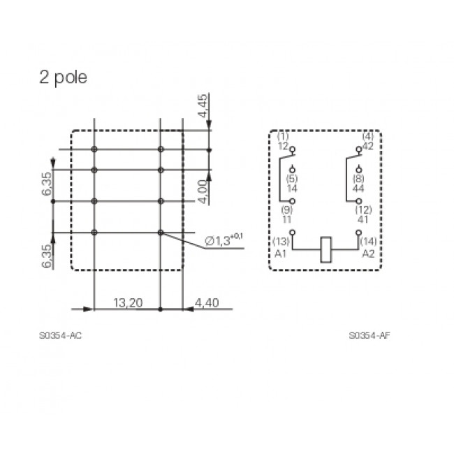 Ρελέ Μεσαίο 2P 12V AC Solder PT270512 SCHRACK