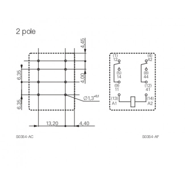 Ρελέ Μεσαίο 2P 12V AC Solder PT270512 SCHRACK