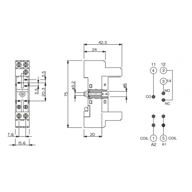 Βάση PCB Για Relay Μίνι 1P ES 35 BREMAS