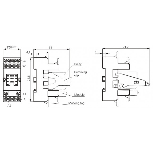 Βάση Ράγας Για Relay Μεσαίο 2P PT78720 SCHRACK