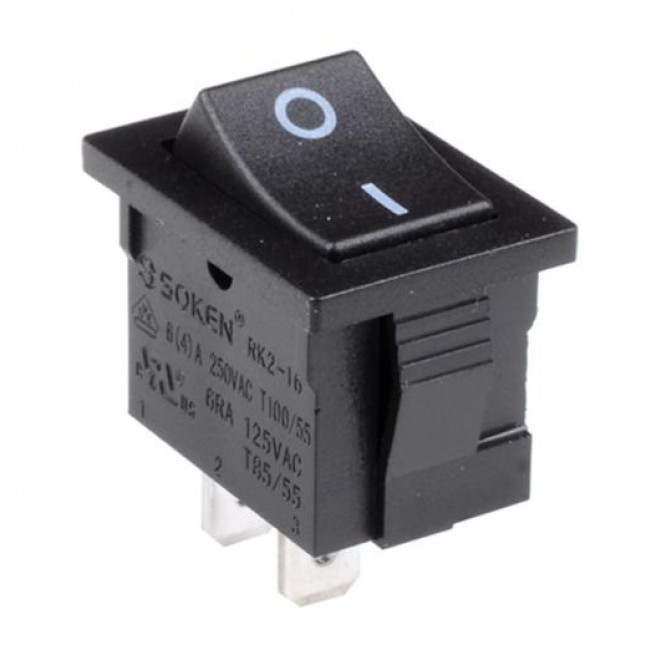 Διακόπτης Rocker ON-OFF Mini Μαύρο 250V RK2-16 SOKEN