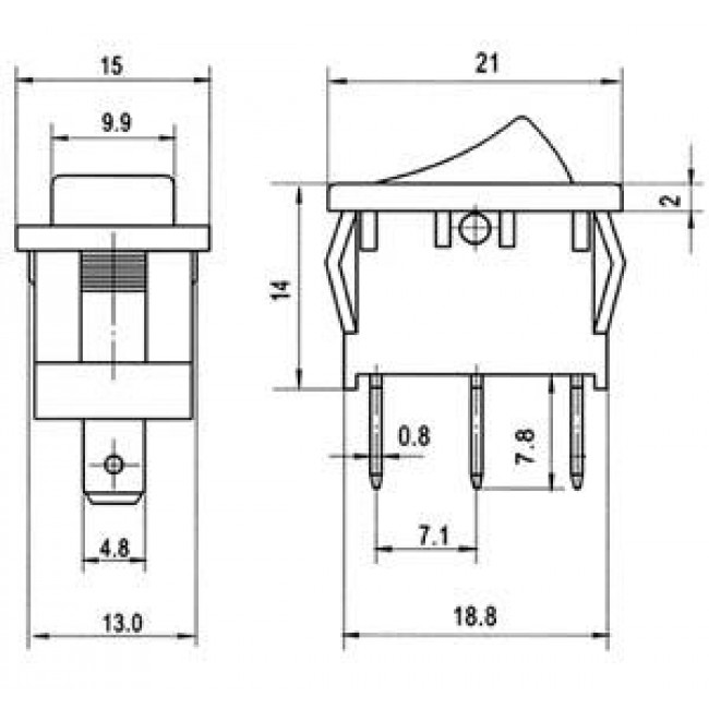Διακόπτης Rocker ON-OFF-ON Mini Μαύρο 250V RL3-113