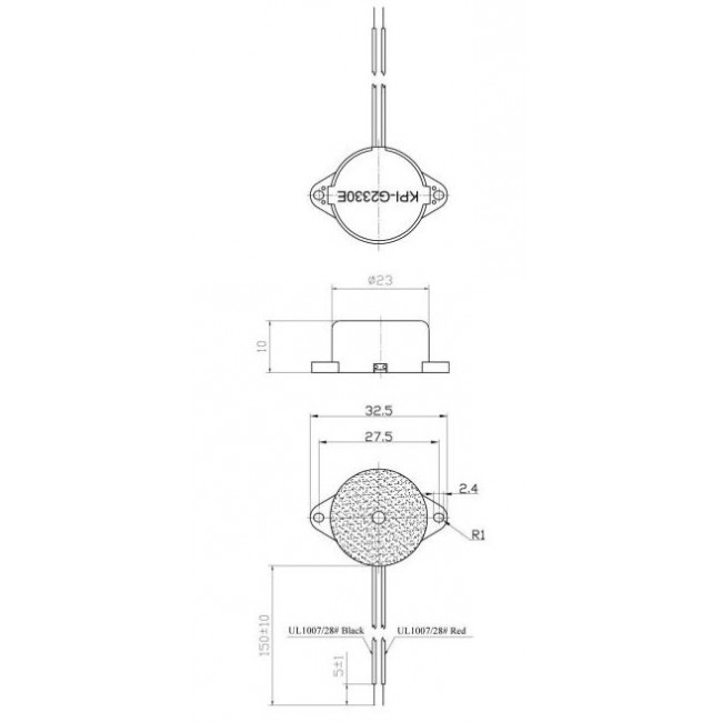 Buzzer Καλωδίου 12VDC 82dB KPI-G2330E KEPO