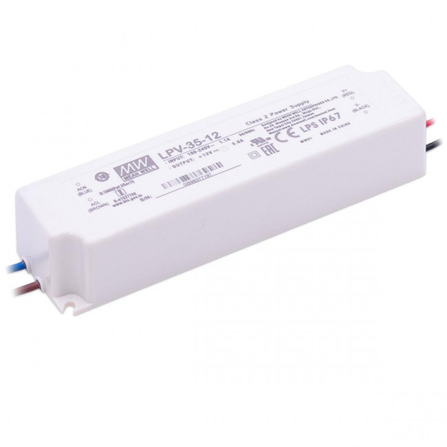 Τροφοδοτικό 35W Με Έξοδο 12VDC 3A IP67 LPV35-12 MEAN WELL