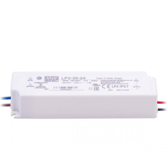 Τροφοδοτικό 35W Με Έξοδο 24VDC 1.5A IP67 LPV35-24 MEAN WELL