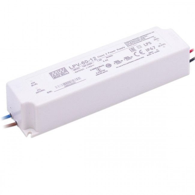 Τροφοδοτικό 60W Με Έξοδο 12VDC 5A IP67 LPV60-12 MEAN WELL