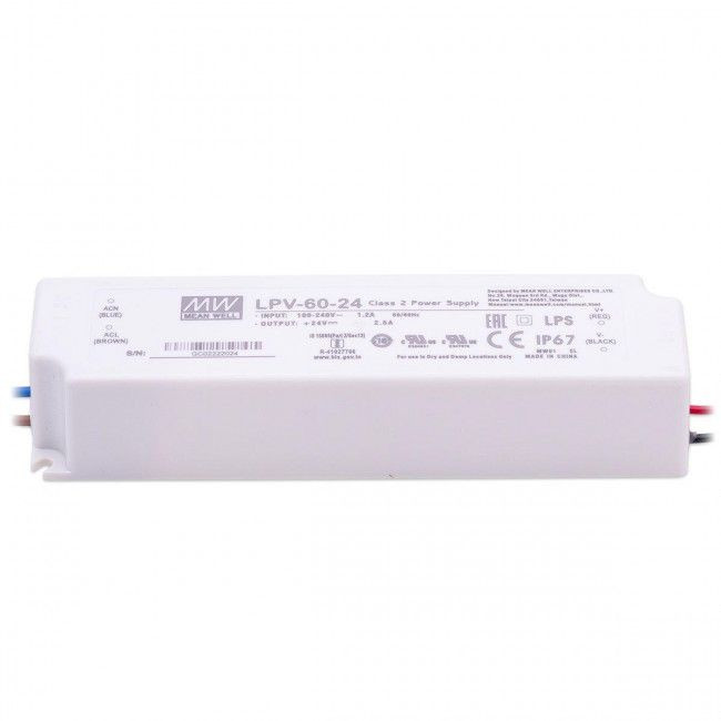 Τροφοδοτικό 60W Με Έξοδο 24VDC 2.5A IP67 LPV60-24 MEAN WELL