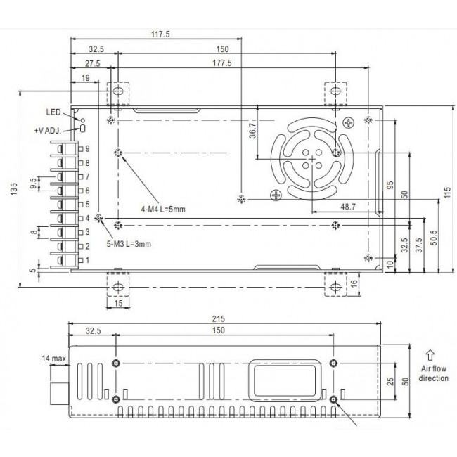 Τροφοδοτικό 275W Με Έξοδο 5VDC 55A SP320-5 MEAN WELL
