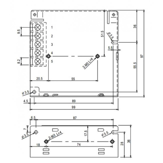Τροφοδοτικό 50W Με Έξοδο 24VDC 2.2A RS50-24 MEAN WELL