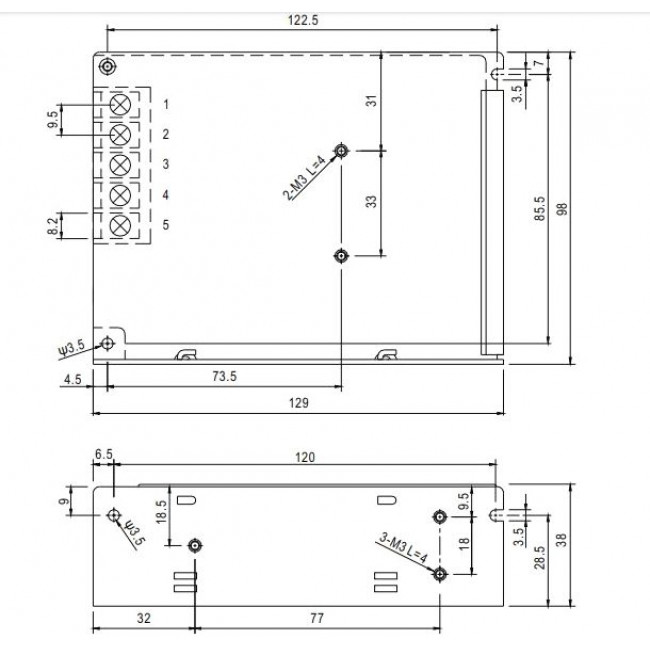 Τροφοδοτικό 75W Με Έξοδο 24VDC 3.2A RS75-24 MEAN WELL