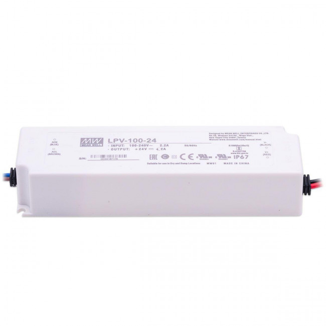 Τροφοδοτικό 100W Με Έξοδο 24VDC 4.2A IP67 LPV100-24 MEAN WELL