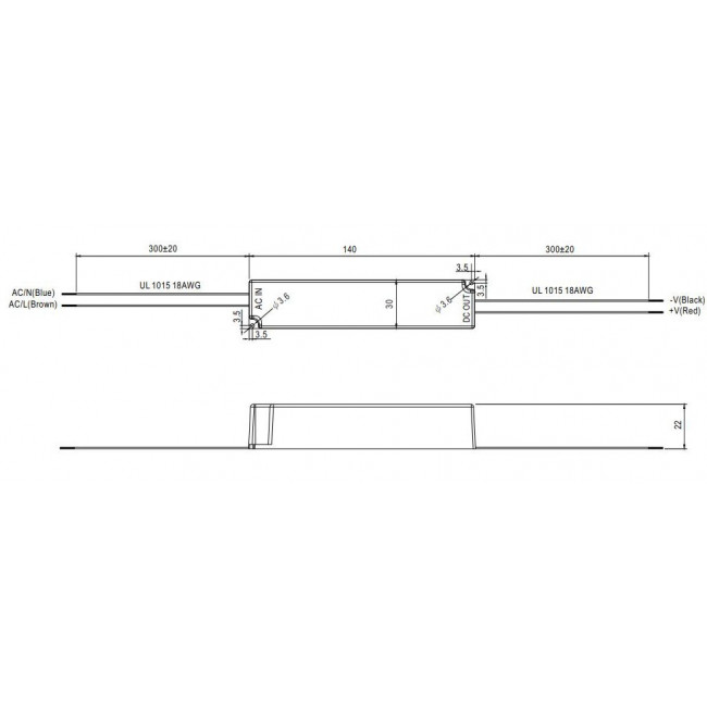Τροφοδοτικό 18W Με Έξοδο 6-48VDC 350mA IP67 LPHC18-350 MEAN WELL