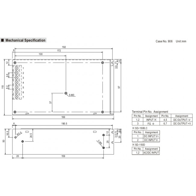 Converter 150W Με Είσοδο 72-144VDC Και Έξοδο 24VDC SD150D-24 MEAN WELL