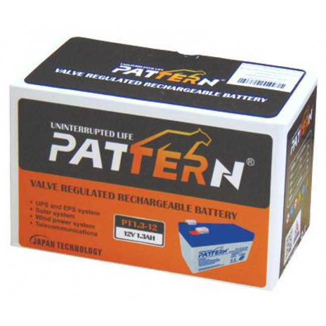 Μπαταρία Μολύβδου Κλειστού Τύπου 12V 1.3Ah PT1.3-12 PATTERN