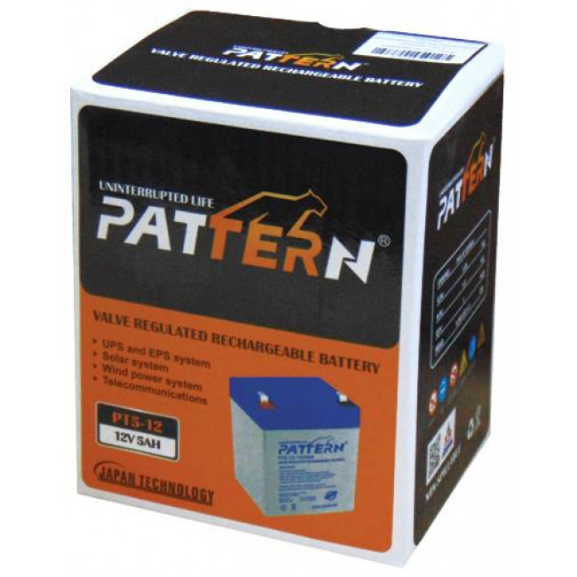 Μπαταρία Μολύβδου Κλειστού Τύπου 12V 5.0Ah PT5.0-12 PATTERN