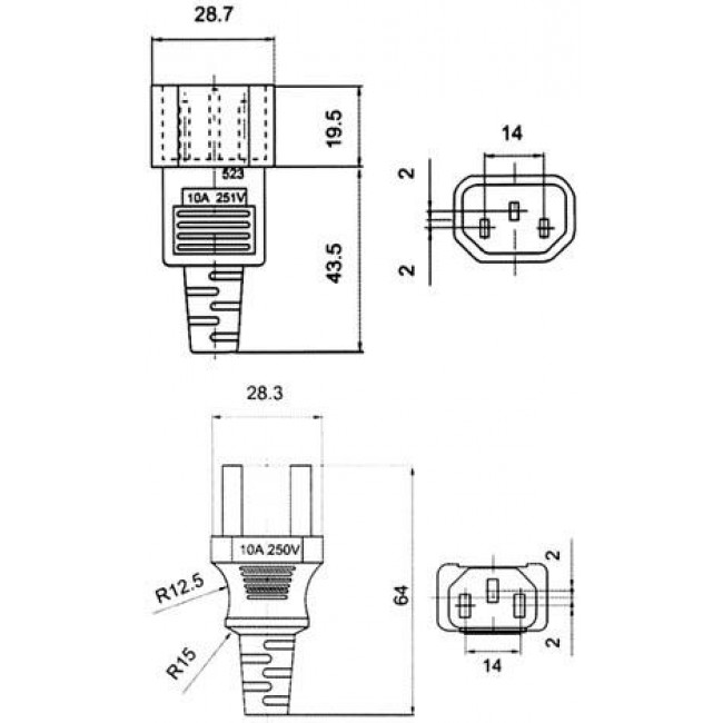 Καλώδιο Τροφοδοσίας Συσκευών 2X0.75mm² 1.8m Μαύρο OUS