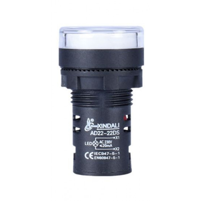 Ενδεικτική Λυχνία Πόρτας LED Φ22 Λευκό 230VAC AD22-22DS KND ELECTRIC