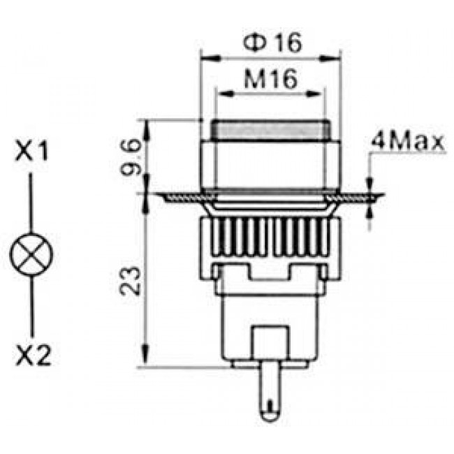Ενδεικτική Λυχνία Πόρτας Neon Φ16 Κίτρινο 230VAC SDL16-AXD XINDALI