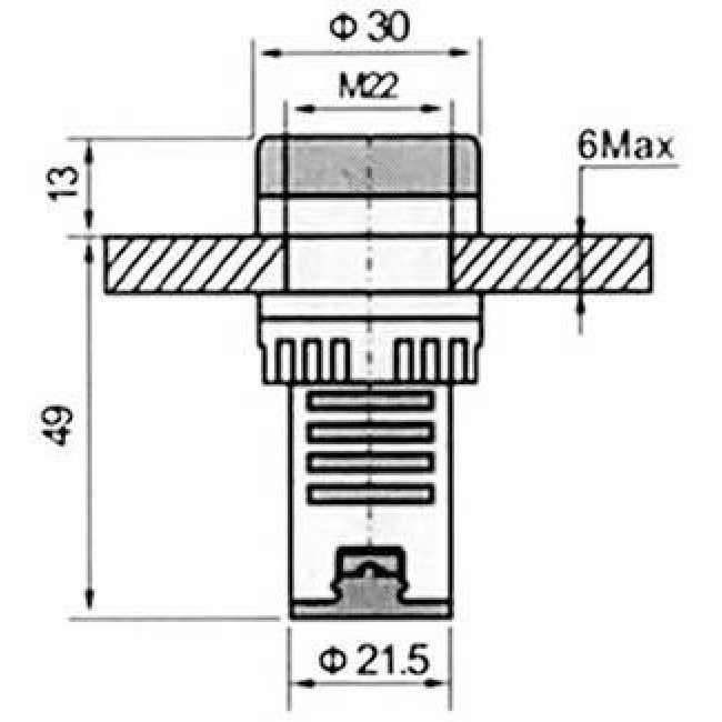 Ενδεικτική Λυχνία Πόρτας LED Φ22 Κόκκινο Με Buzzer 24VAC/DC AD22-22MSD XINDALI